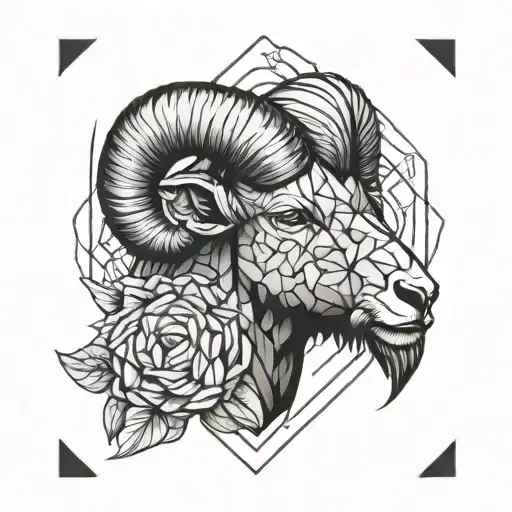 Aries In Realistic And Geometric Style