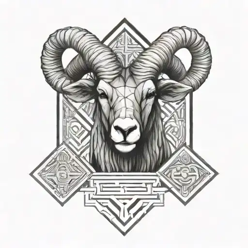 Aries In Half Realistic And Half Geometric Style