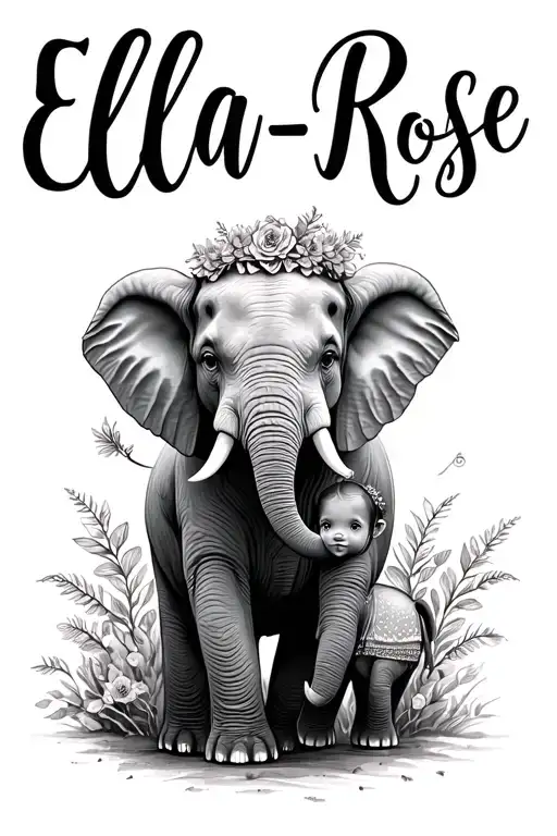 Elephant And Baby Girl Name Ella-rose