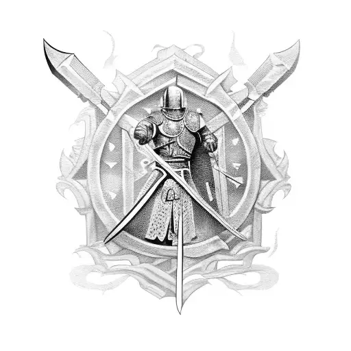 A Fierce Warrior Holding A Sword In One Hand And A Shield In The Other