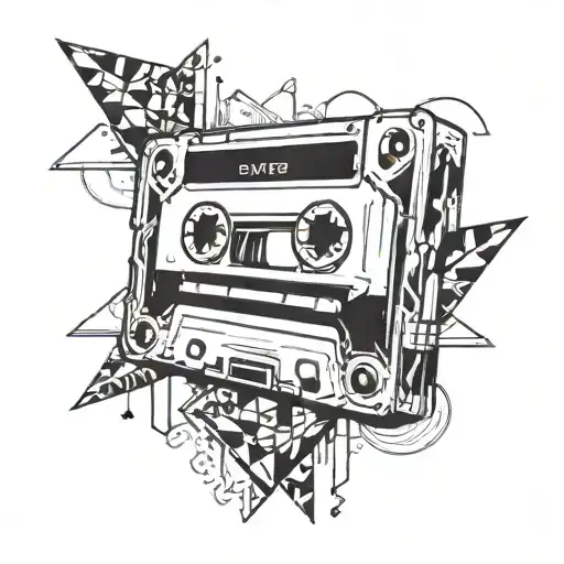 A Lofi Music Cassette Tape Intertwined With 3D Geometric Shapes