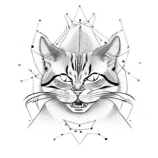 A Angry Cat Chained With A Skull