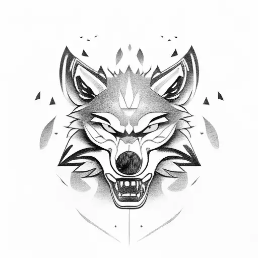 Oni Mask Of A Wolf With A Katana