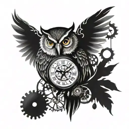 Owl And Father Clock Gears