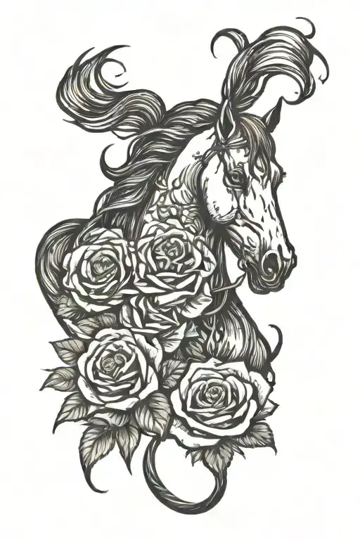 Horse And Roses