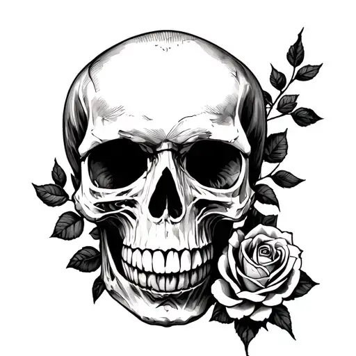 Skull Hand With A Rose