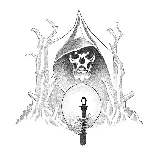 A Graveyard Scene With A Mysterious Figure Wearing A Black Cloak And Holding A Lantern