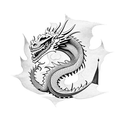 Dragon Surrounded By A Pagoda