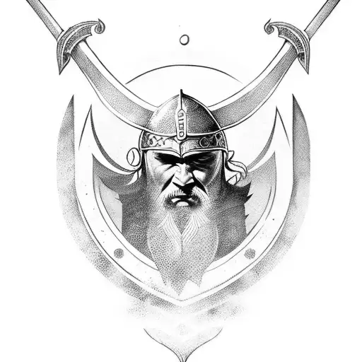 Viking Warrior Wielding A Magical Staff