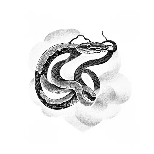 A Snake Coiled Around A Traditional Japanese Sword