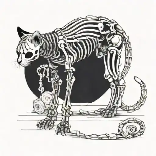 Cat Skeleton Eating Its Own Tail
