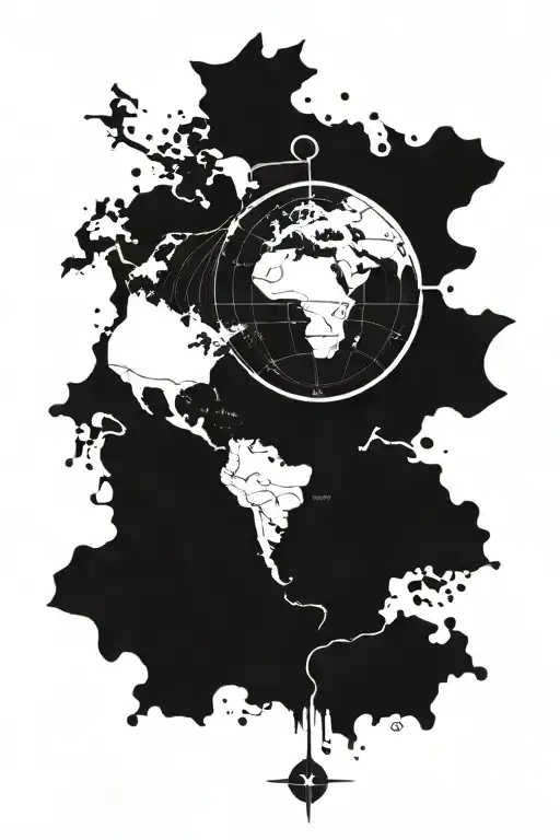 World Traveler With Compass Surrounded