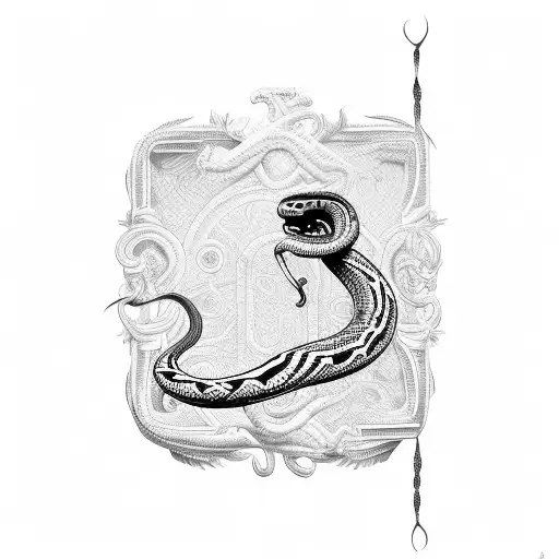 Tall Roman Column With Snake Wrapped Around It