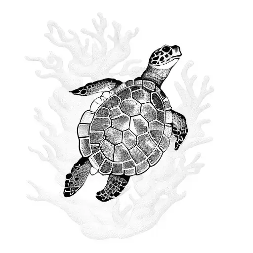 A Majestic Sea Turtle Swimming Through Vibrant Coral Reefs