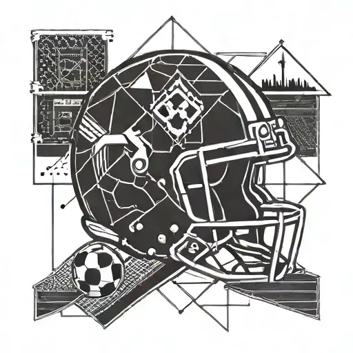 A Geometric Design Incorporating Elements Of A Football Field And A Football Helmet