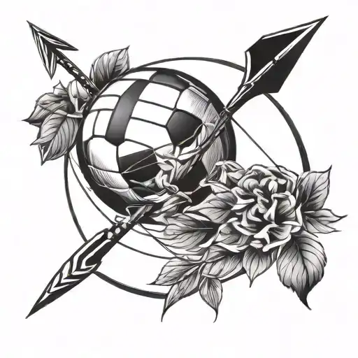 Bow And Arrow With A Volleyball In The Bow No Leaf