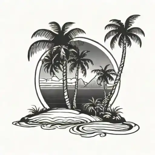 Private Island Palm Tree Logo