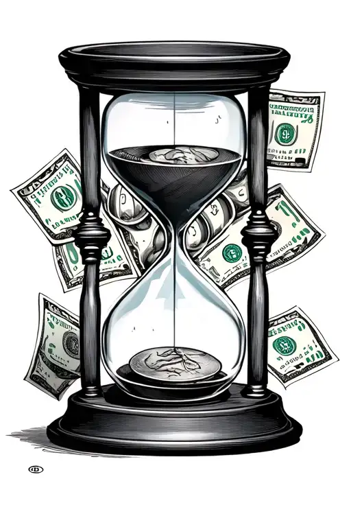 Hour Glass Money On A Scale