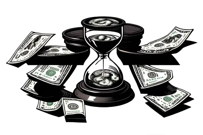Hour Glass Money On A Scale