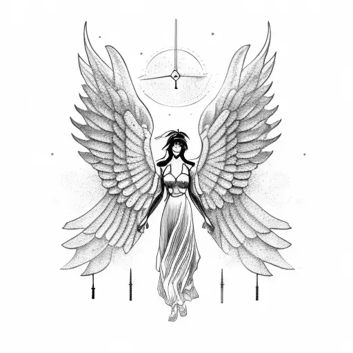An Angel With Mechanical Mechanical Metal Wings Falling From The Sky