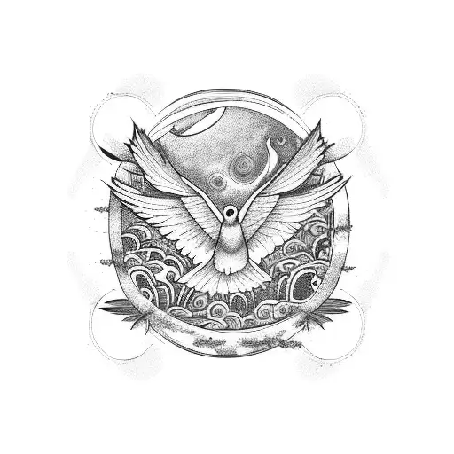 Full Moon And A Bird