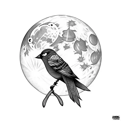 Full Moon And A Bird