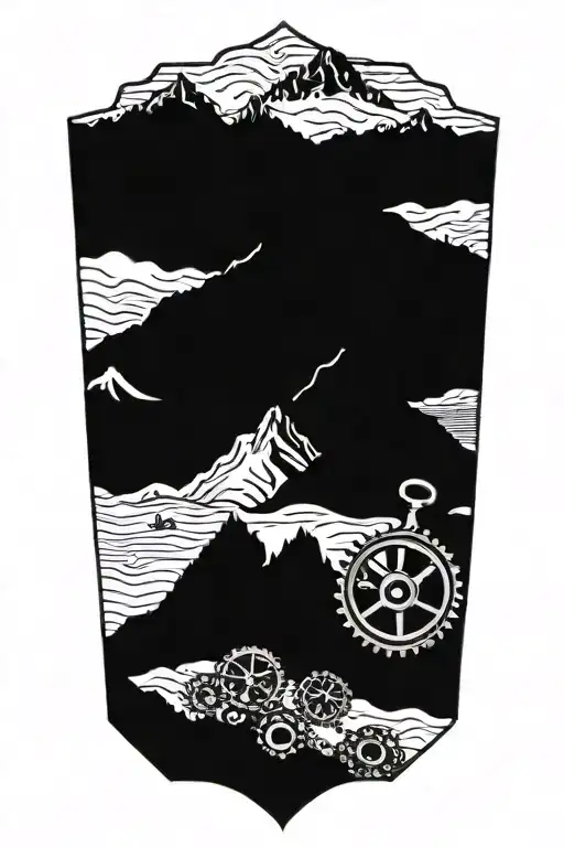 Intricate Gears And Tools Forming A Mountain Scene