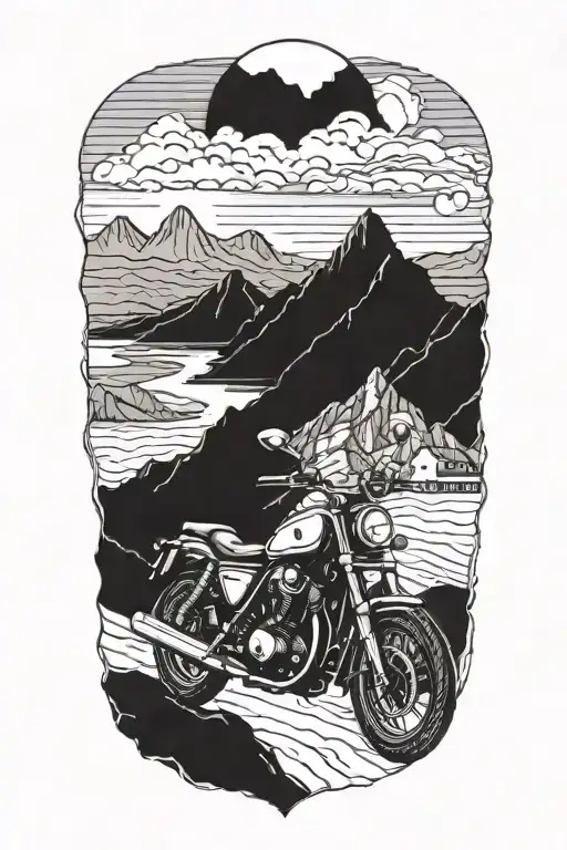 A Detailed Motorcycle Riding Through A Mountainous Landscape