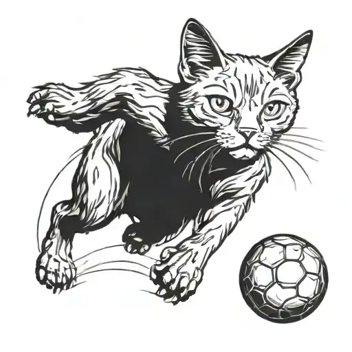 Black Cat Playing Football