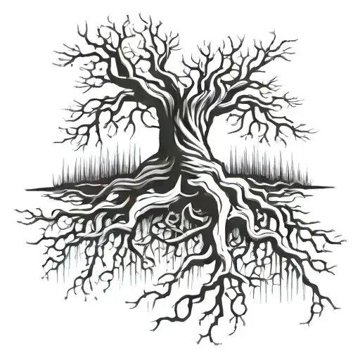 Tree Roots In The Form Of Cables