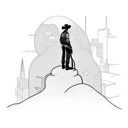 Cowboy Standing At The Edge Of A Modern City