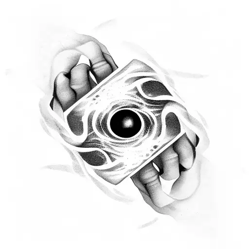 Two Hands Holding A Black Hole