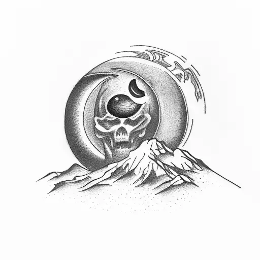 Creat One Black Florest With Moon And Alfred Hitchcock Silhuete