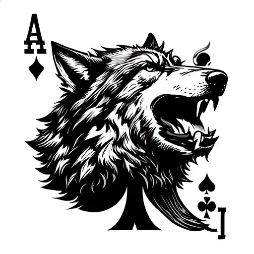 Wolf Howling In Ace Of Spades Card