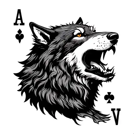Wolf Howling In Ace Of Spades Card