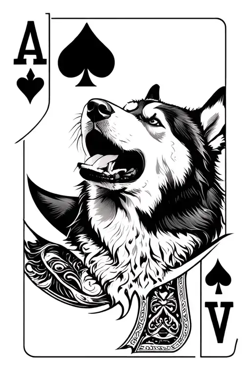 Husky Howling In Ace Of Spades Card