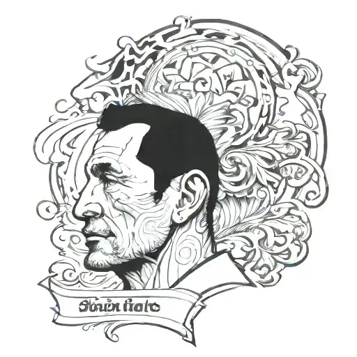 A Realistic Portrait Of Your Father's With His Name And Birthdate Incorporated Into The Design