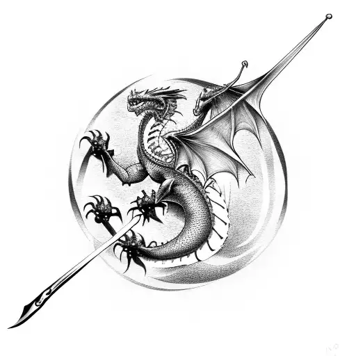 Dragon Entwined In A Sword