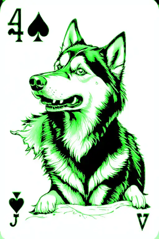 The Ace Of Spades Where The Spade Follows The Outline Of A Howling Husky