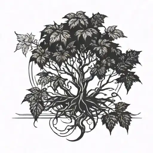 Trees Made With Brambles And The Logo Of The Group Red Hot Chilli Peppers In The Middle