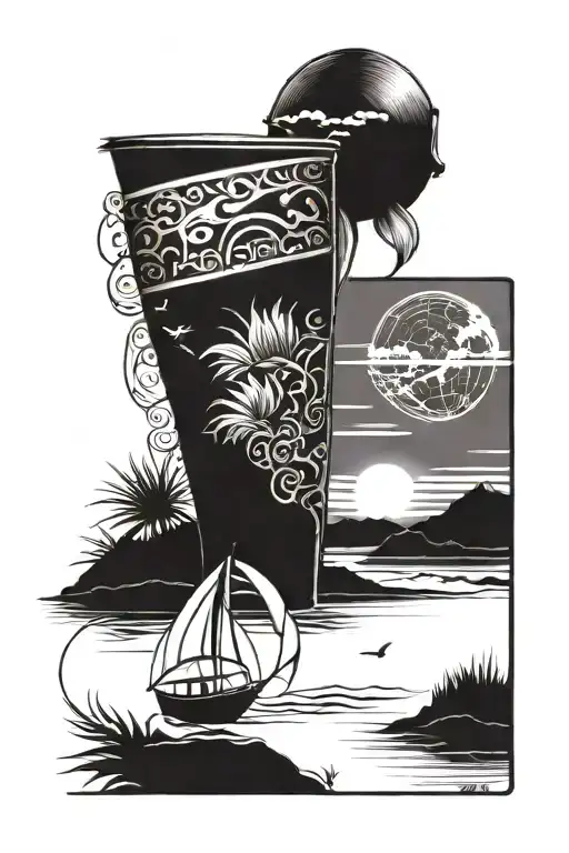 Sleeve Tatto With A Beach Theme And My Kids Names Incorporated