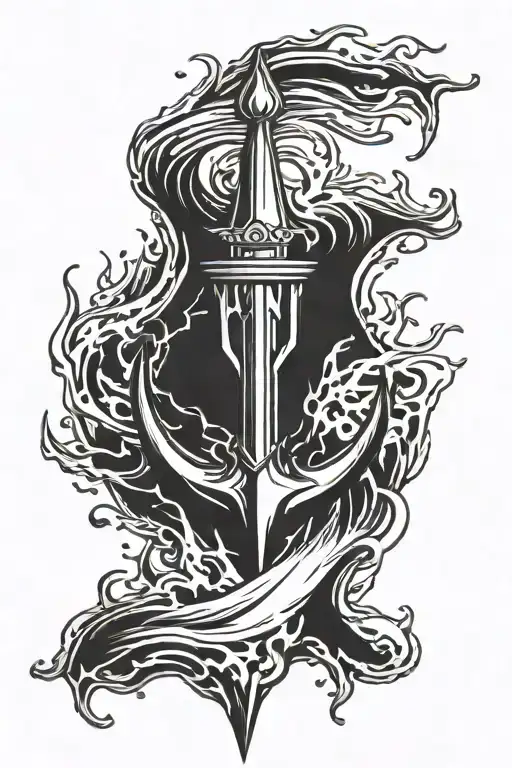 Trident Surrounded By Water