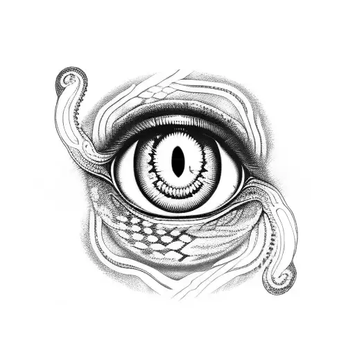 An Eye With Intricate Snake Patterns Forming The Iris
