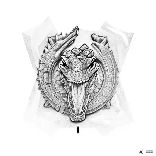 A Combination Of Animal Science Symbols And Game Elements Forming A Crocodile Shape