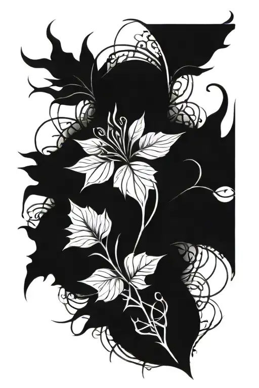 Abstract Plant Design With Dark Gothic Elements