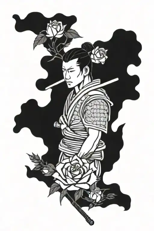 Samurai And Roses Wrapped