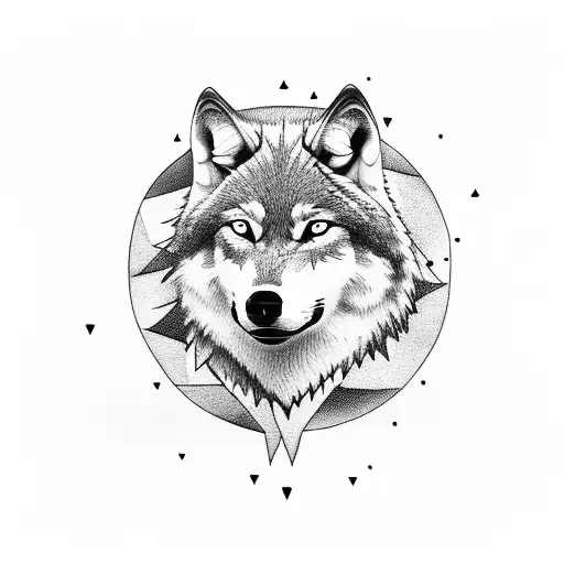 Wolf With Forest And Moon