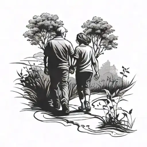 Dad And Daughter Walking