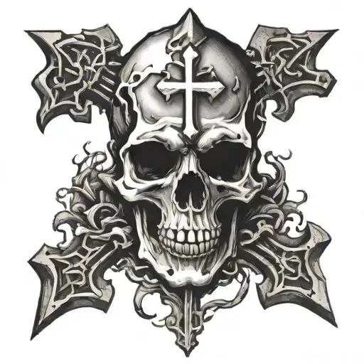 Cross Breaking Top Of Skull