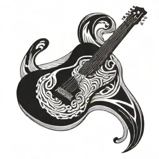 A Relief Sculpture Of A Guitar Intertwined With A Winding Road